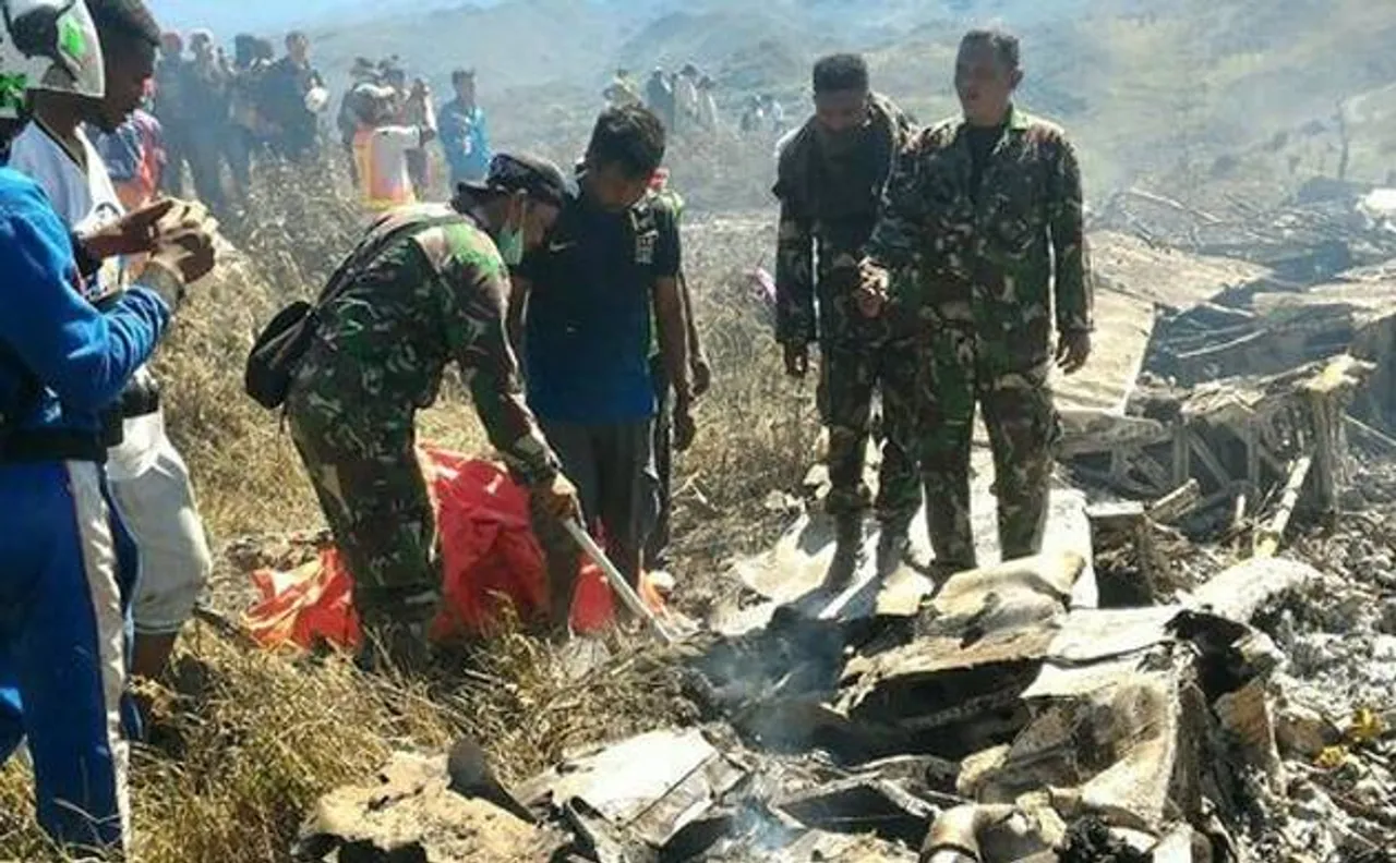 Indonesian military plane Hercules C-130 crashes in Papua, 13 dead