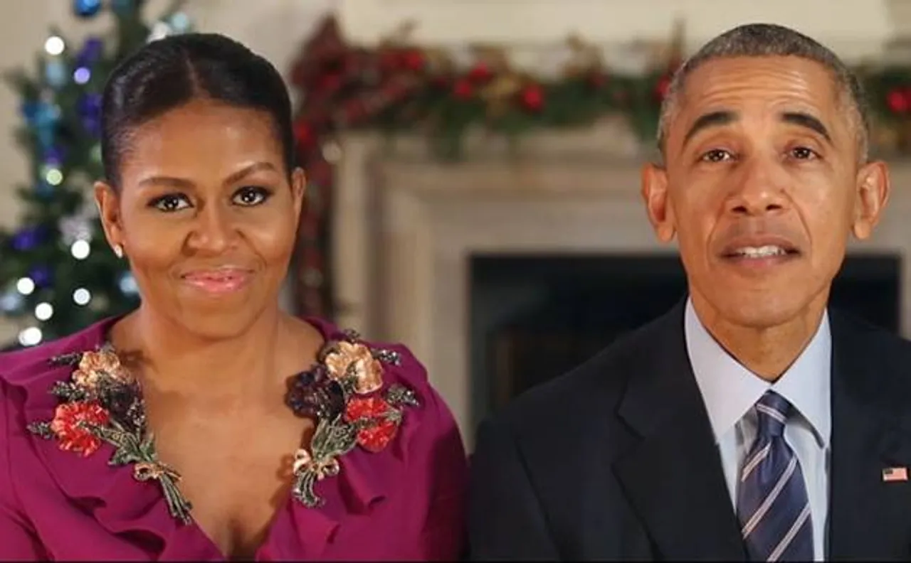 US President Barack Obama and first lady Michelle Obama send their final Christmas salutation from White House