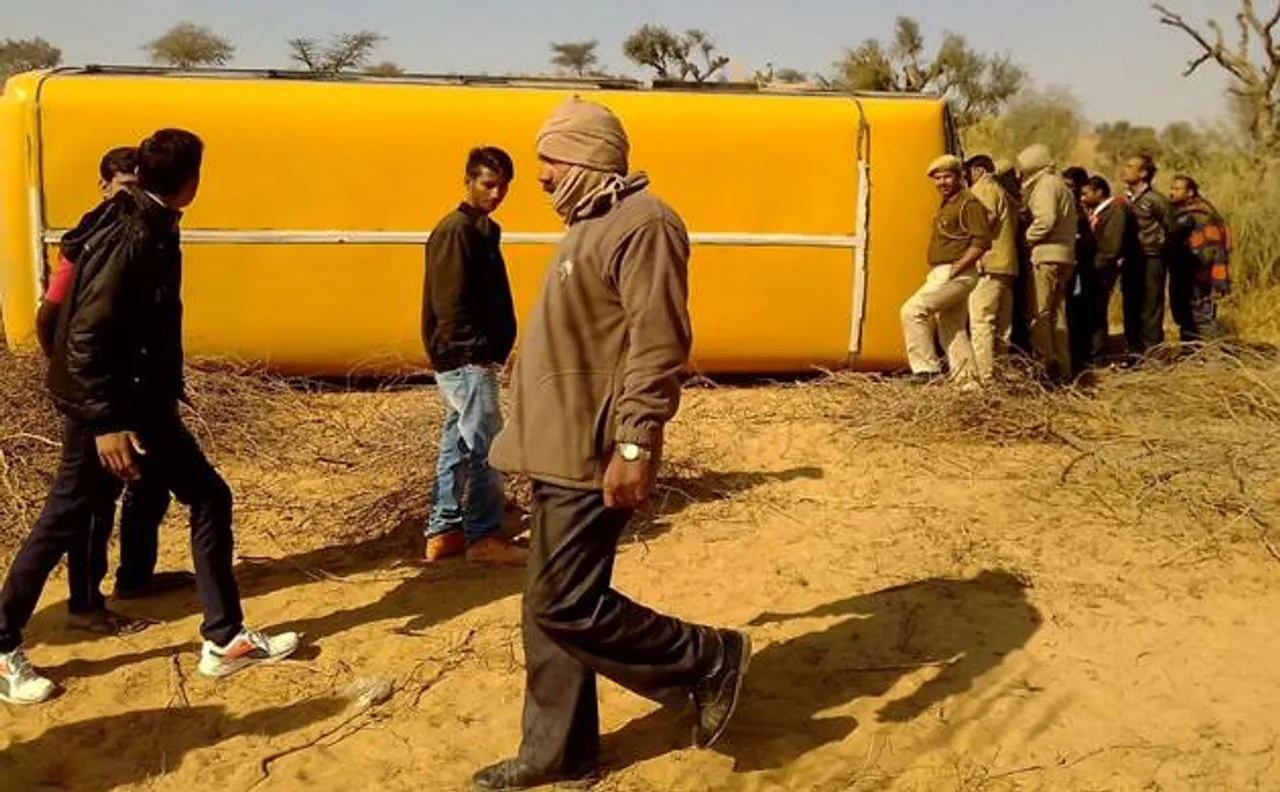School bus overturns in Rajasthanâ€™s Churu, at least 25 students injured