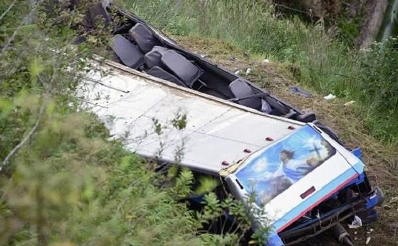 Four people killed over dozen injured as bus turns turtle