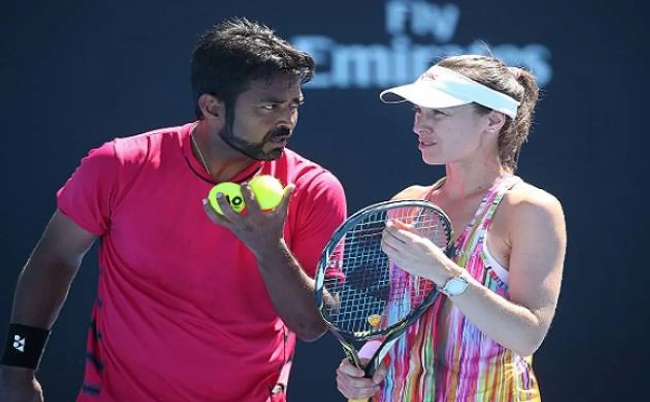Paes- Hingis pair win mixed doubles opener, Mirza-Strycova pair out of Australian Open