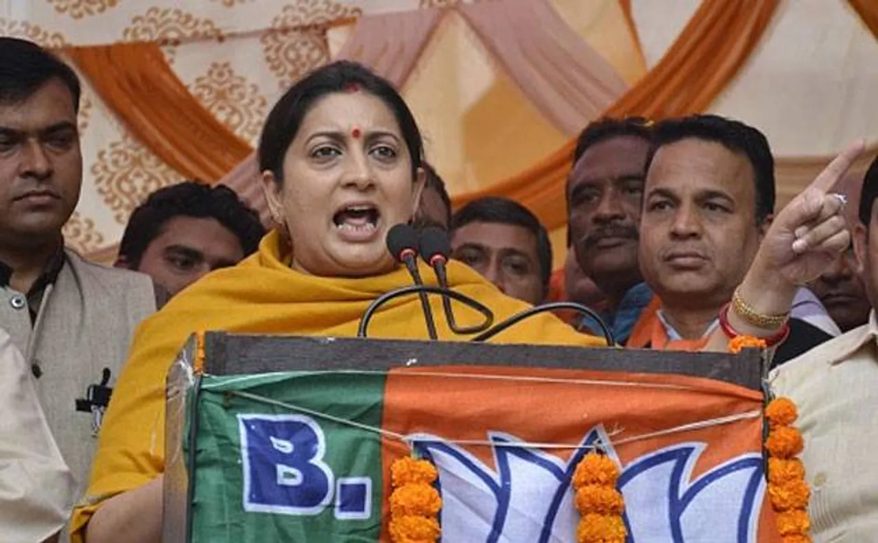 Union Minister Smriti Irani describes Samajwadi Party as â€˜protector of rapistsâ€™
