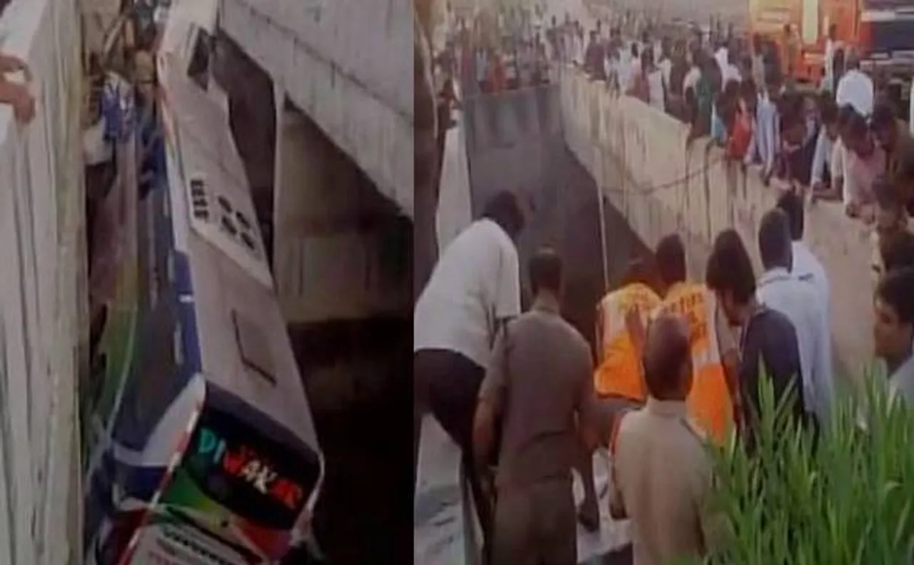 Andhra Pradesh: 7 dead 30 injured as bus falls off  flyover in Krishna district