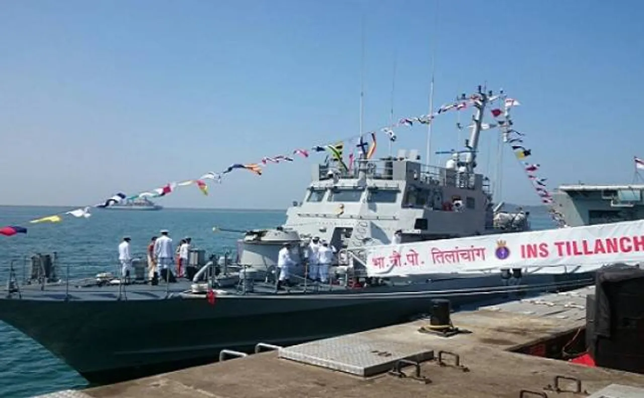 Indian Navy commissions 'water jet fast attack craft' INS Tillanchang at Karwar 