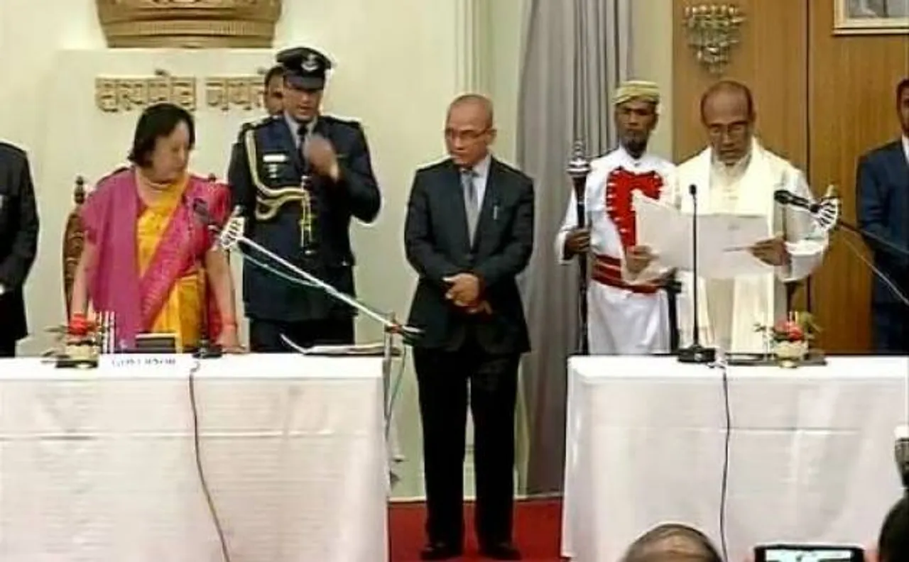 N Biren Singh takes oath as CM of Manipur in Imphal