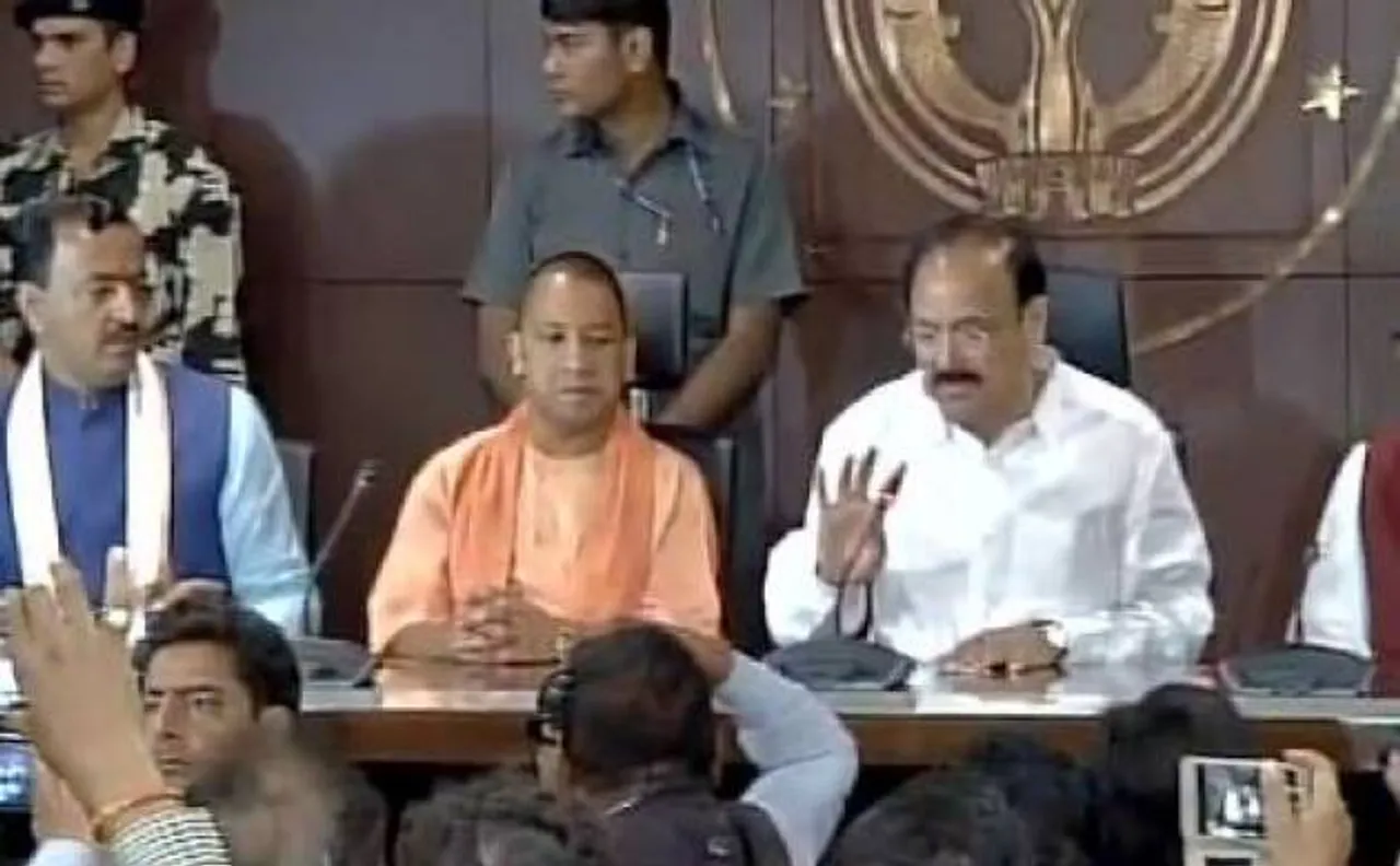 BJP Legislative Party names Yogi Adityanath as next UP CM; KP Maurya and Dinesh Sharma to be deputy CMs