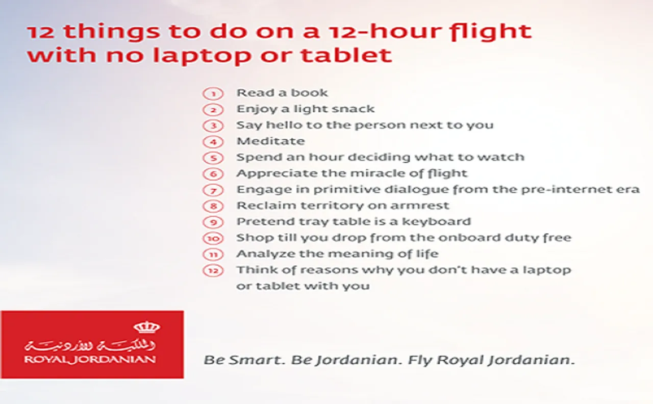 Jordan Airline encourages passengers to talk to each other after laptop ban
