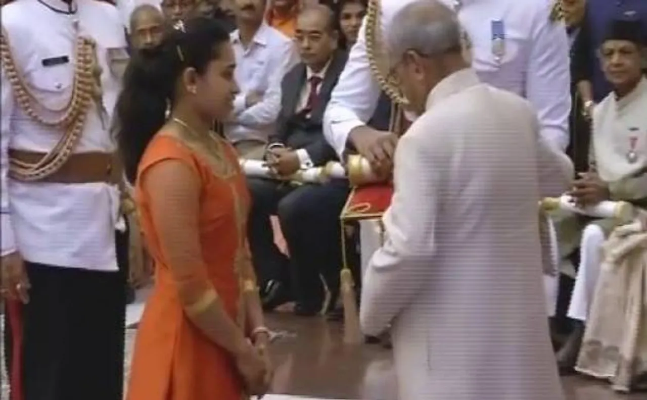 President Pranab Mukherjee confers Padma awards to Dipa Karmakar, Sanjeev Kapoor and others