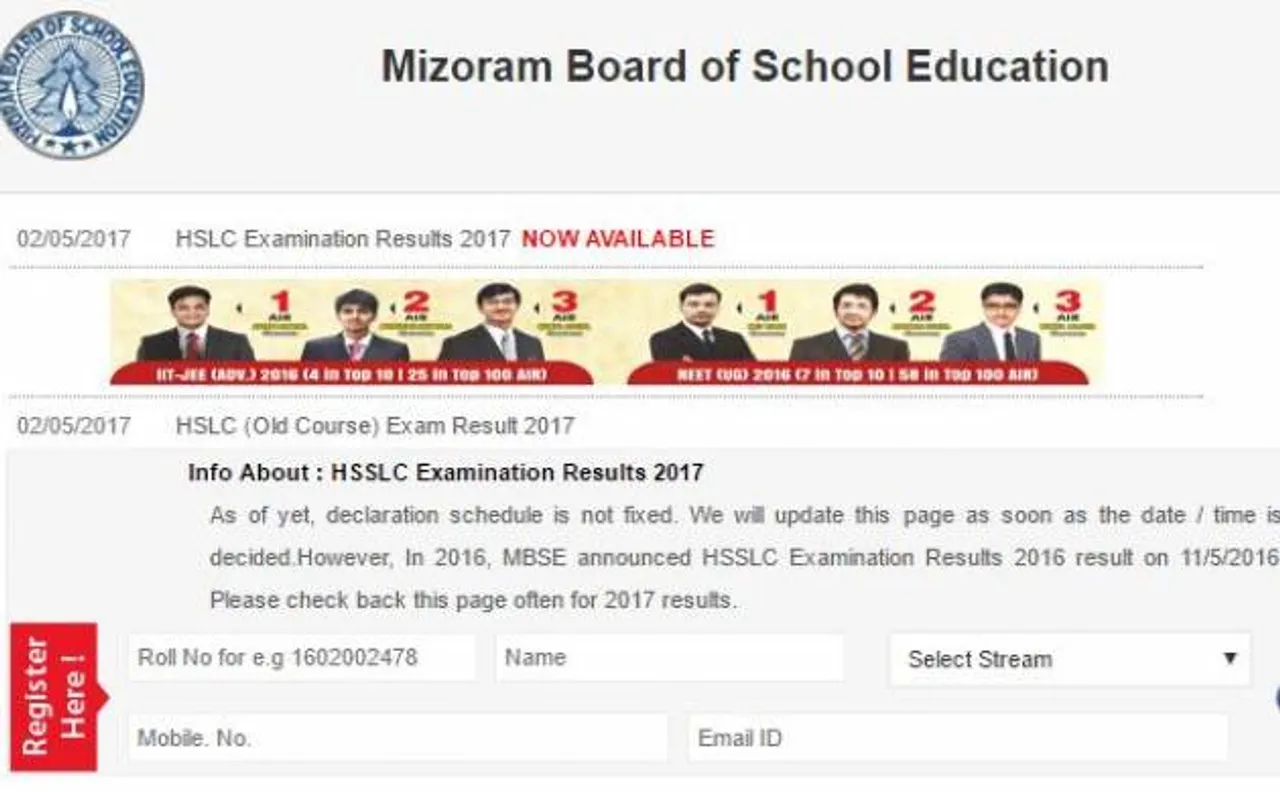 Mizoram MBSE HSLC class 10 Result 2017 announced at mbse.edu.in