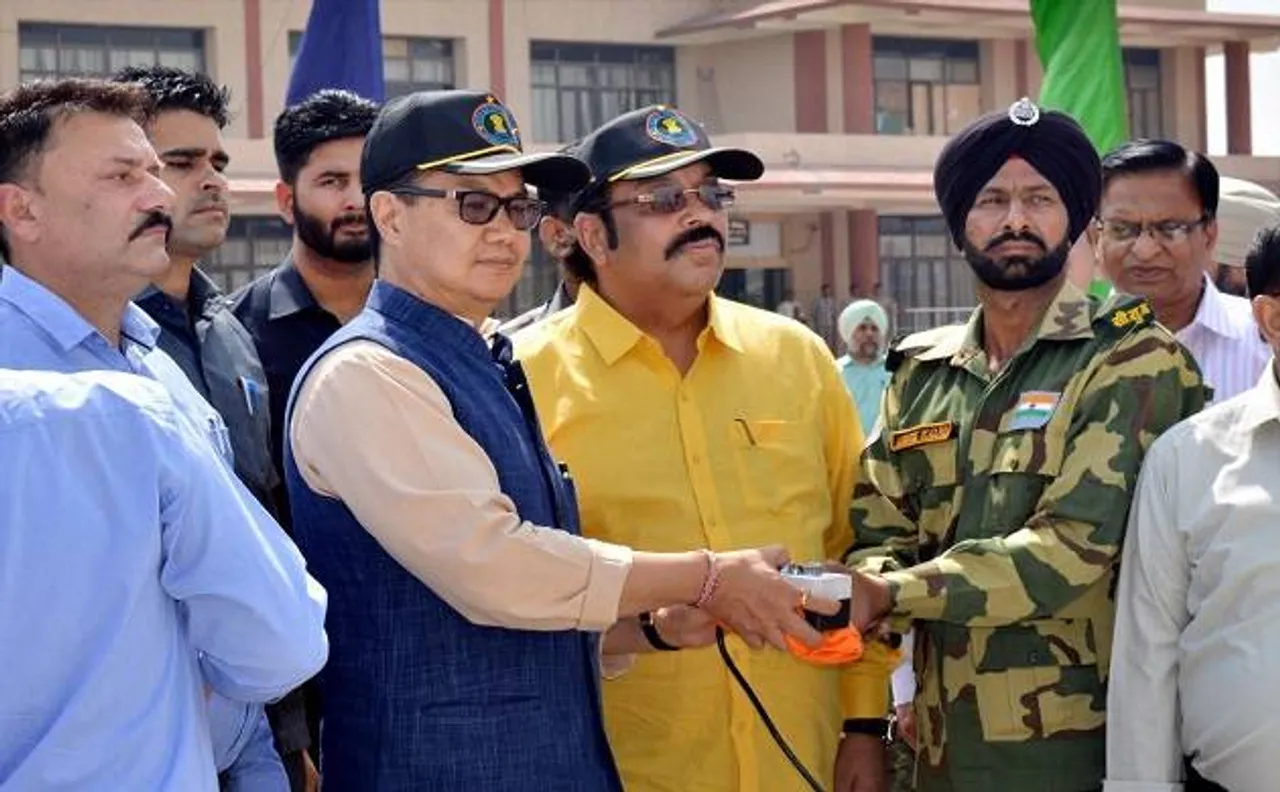 Union Minister Kiren Rijiju unfurls 107 foot tall tri-colour near Indo-Pak border at Attari-Wagah