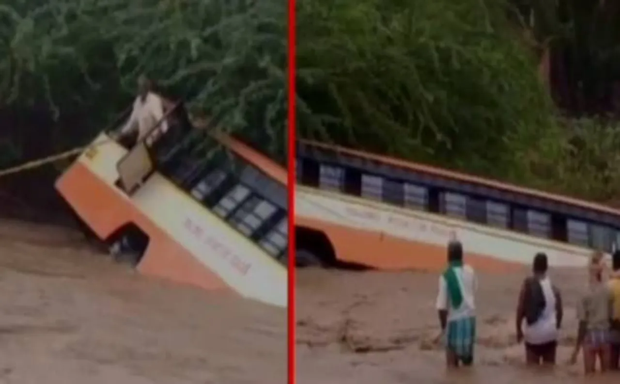 Bus falls into river in Karnataka's Gadag, locals rescue passengers with ropes