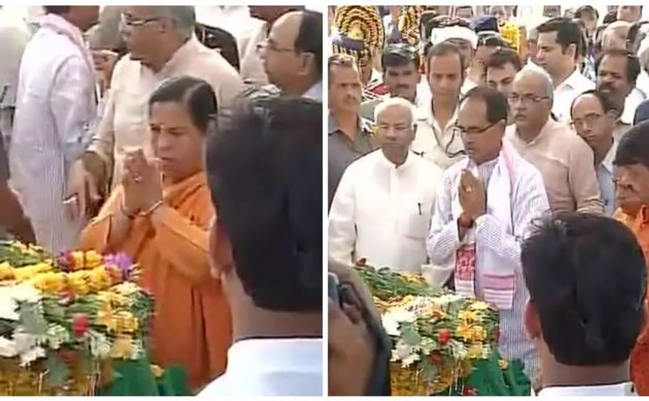 Mortal remains of Union Minister Anil Dave consigned to flames: Shivraj Singh, Uma Bharti pay respects 