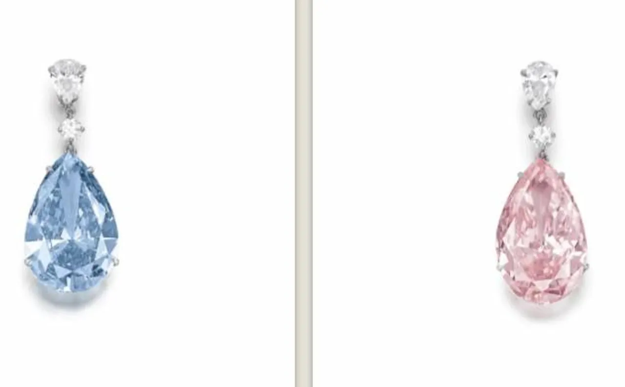 Most expensive â€˜Apollo Blueâ€™ and â€˜Artemis Pinkâ€™ diamond earrings fetch Rs 3.72 billion at Sotheby's auction