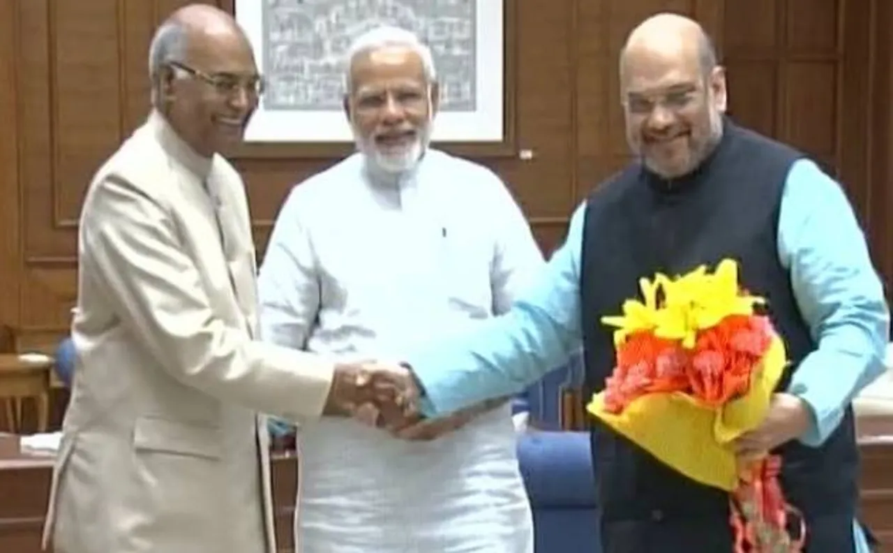 President poll | PM Modi meets NDA's President pick Ram Nath Kovind in presence of BJP chief Amit Shah