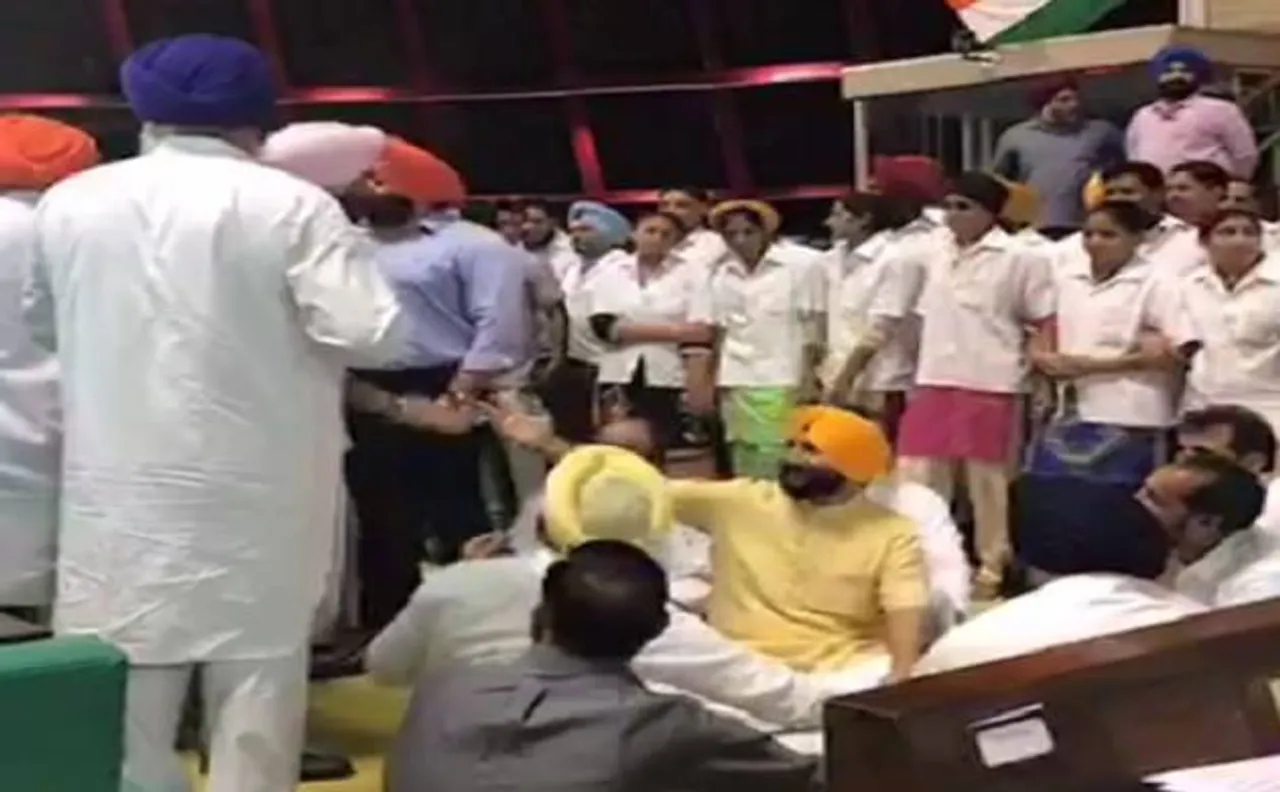 Protesting AAP MLAs thrown out of Punjab Assembly, suspended for creating ruckus