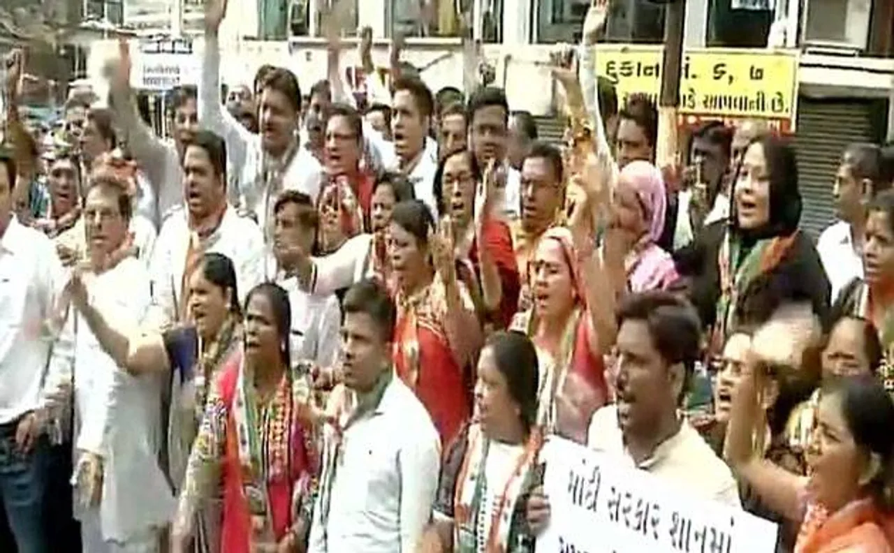 Congress workers hold protests over attack on Rahul Gandhiâ€™s convoy in Gujarat