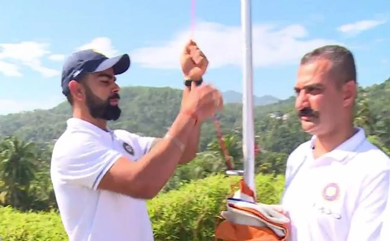 Virat Kohli and team celebrate Independence Day in Kandy, hoist national flag