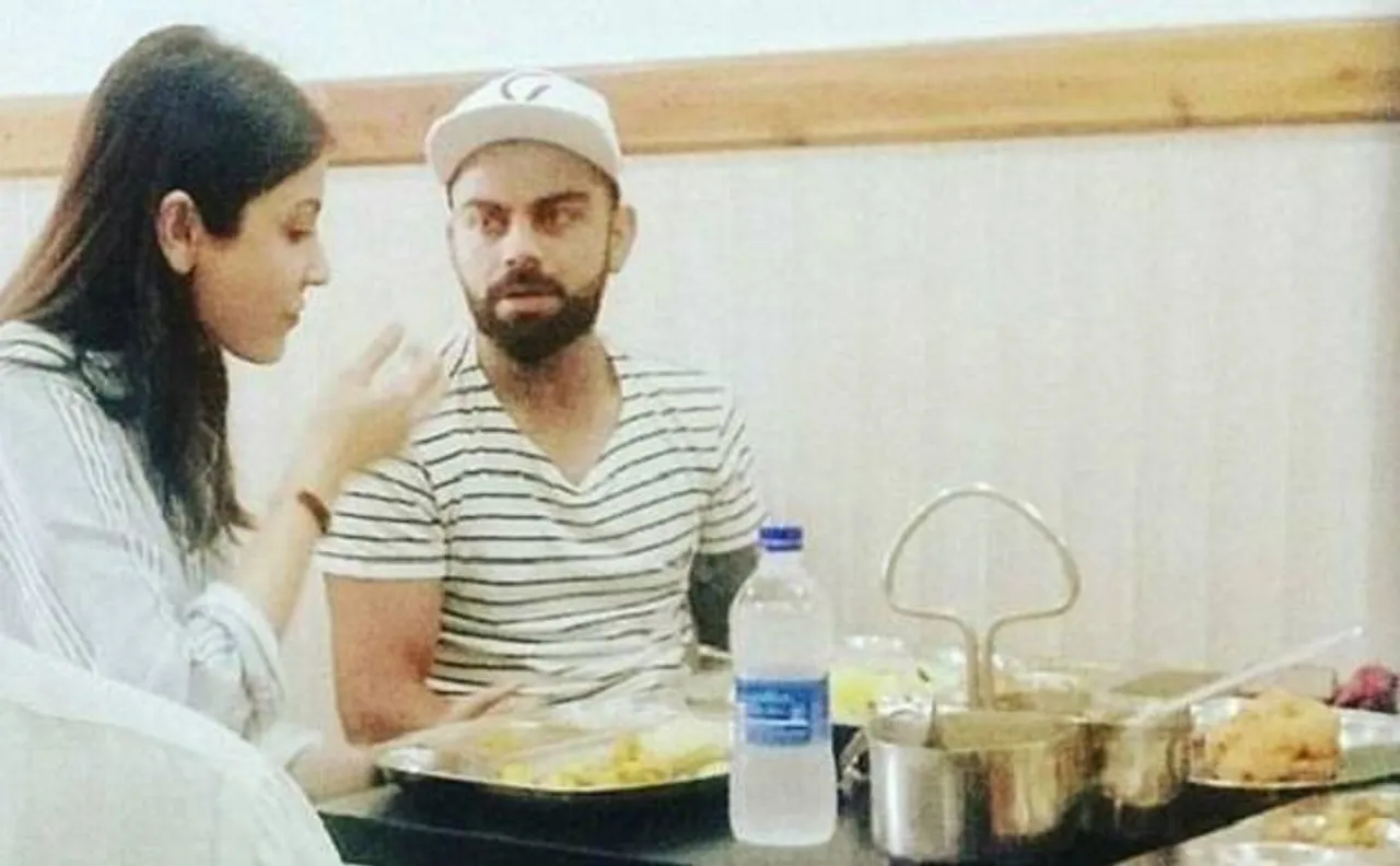 Virat Kohli and Anushka Sharma enjoying meal in Thali in Sri Lanka