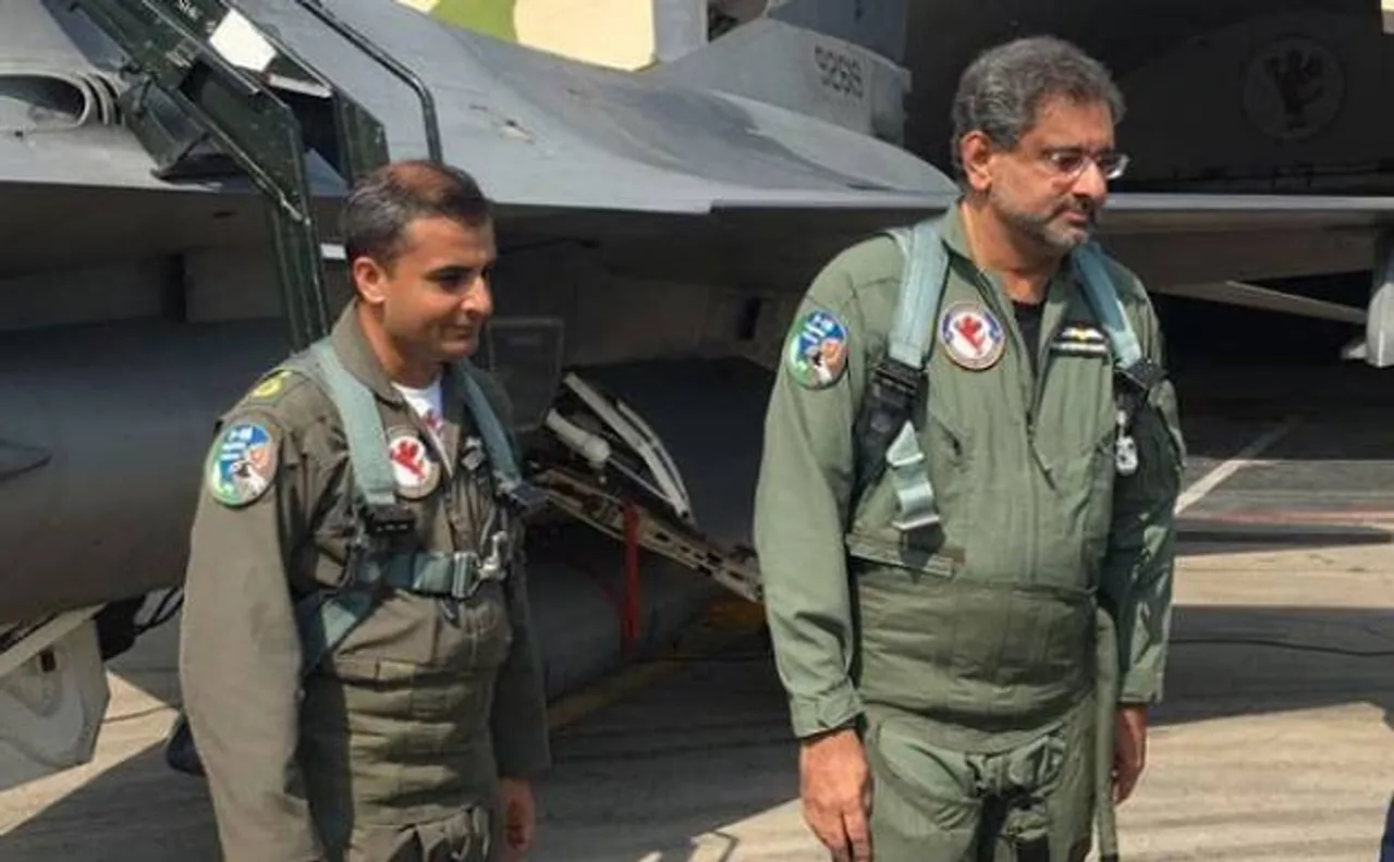 Pakistani PM Shahid Khaqan Abbasi takes joyride in F-16 fighter jet