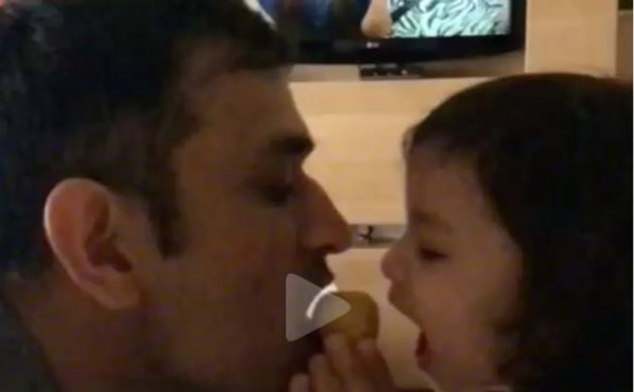 Video: Mahendra Singh Dhoni and daughter Ziva's 'Attack on besan ka Laddoo' is too adorable to miss