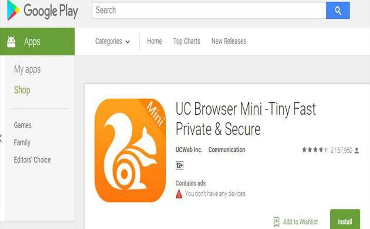 Alibaba's UC Browser removed from Google play store for sending user data to remote servers in China