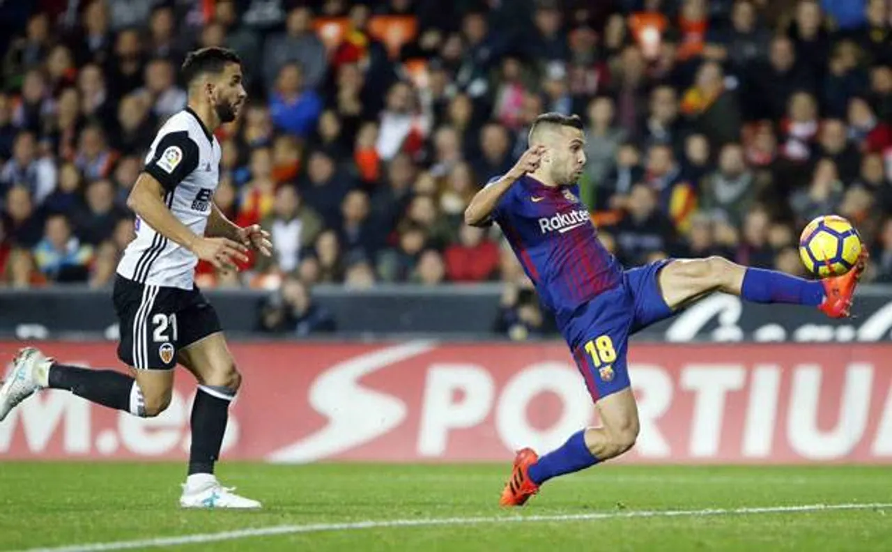Barcelona draw La Liga encounter with Valencia after Jordi Alba's late equaliser
