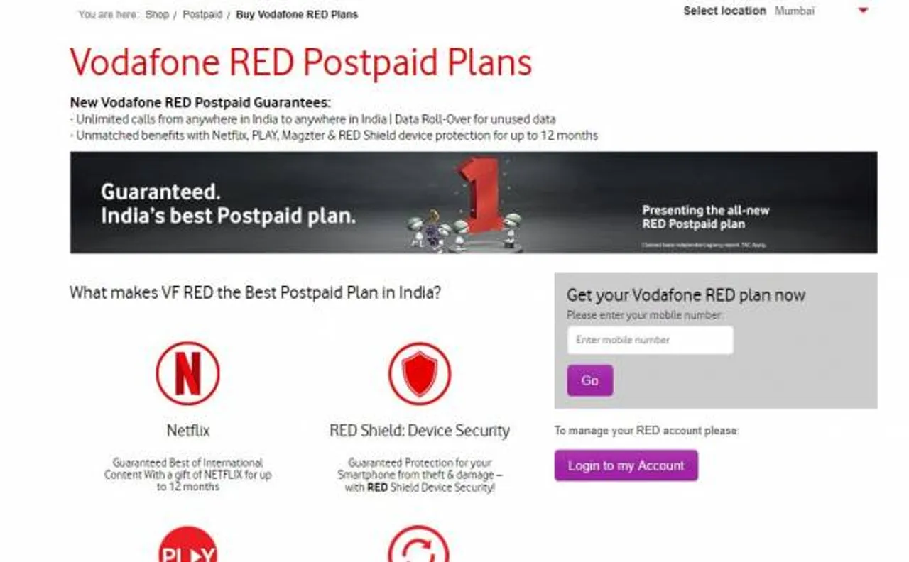 Vodafone India announces RED Together postpaid plan; offers extra data, data roll over benefits