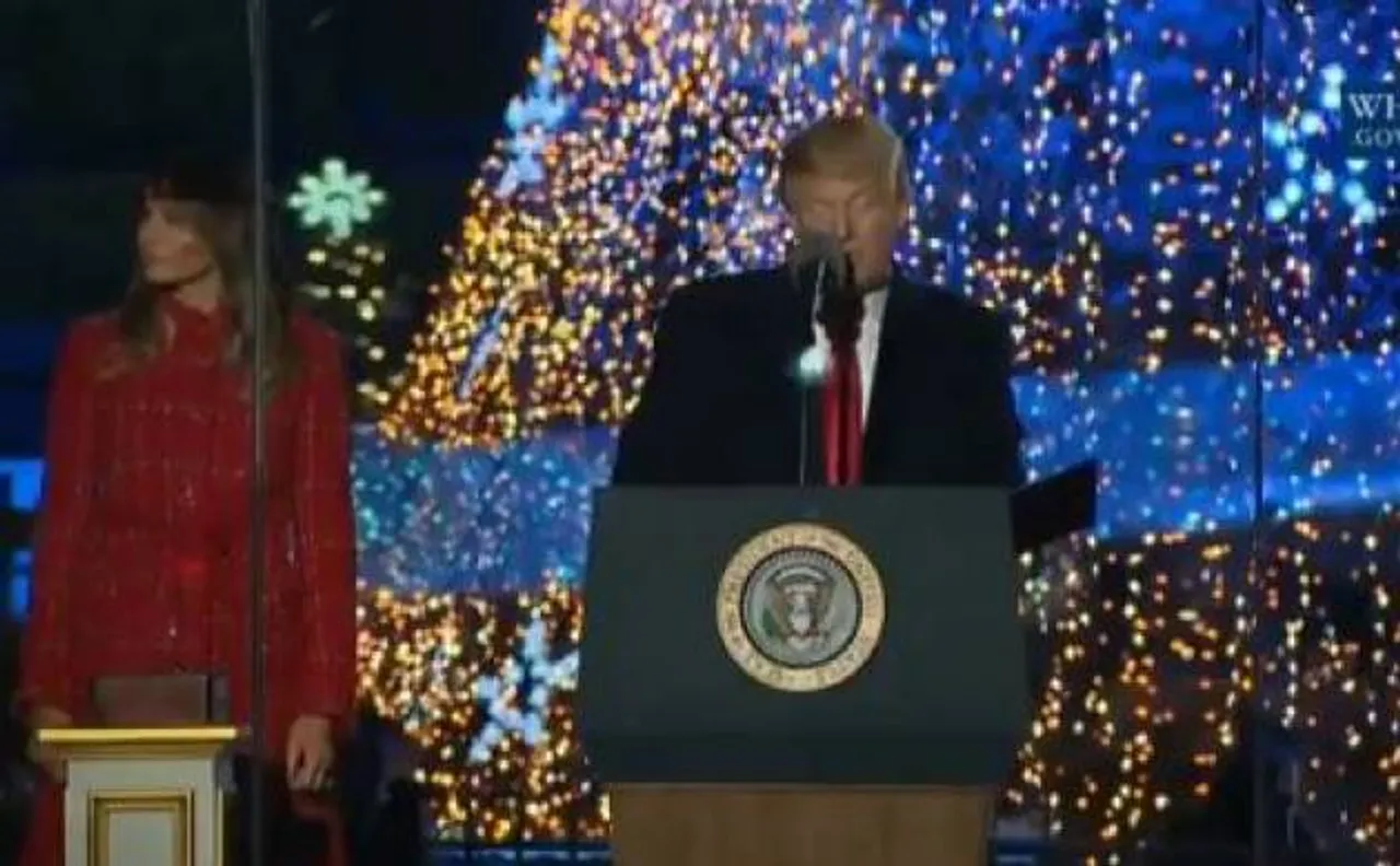 US President Donald Trump and Melania light National Christmas Tree for first time