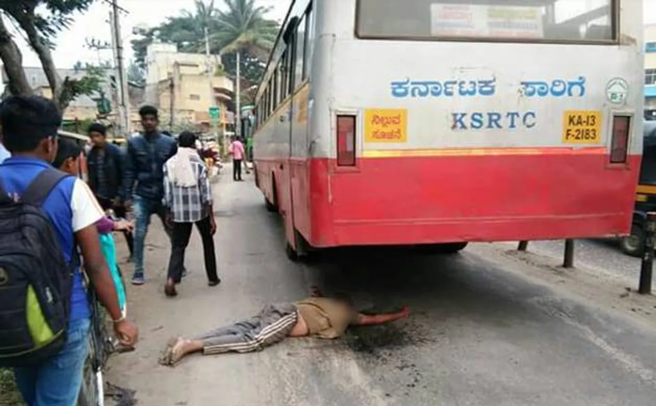 WATCH | Man jumps under moving bus in Karnataka, incident caught on CCTV