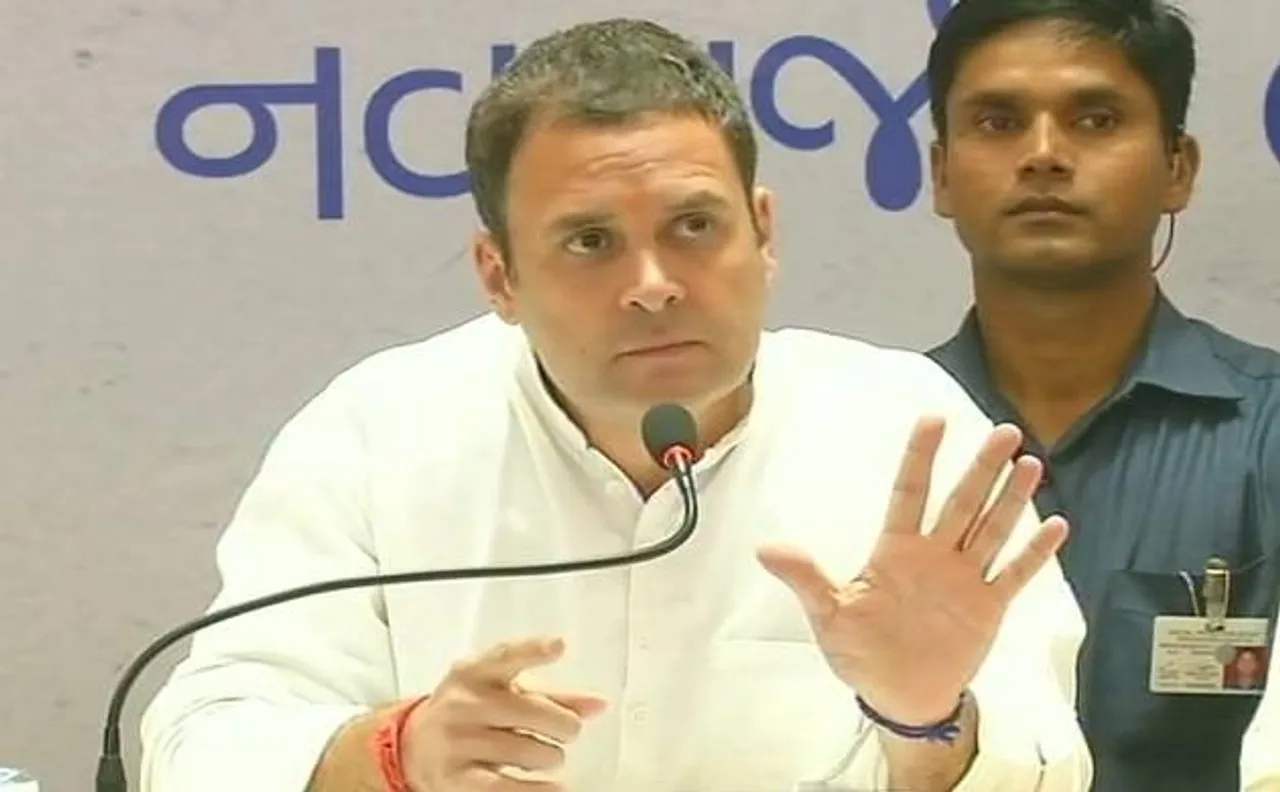 Rahul Gandhi hits hard at PM Modi in Ahmedabad , claims victory in Gujarat polls