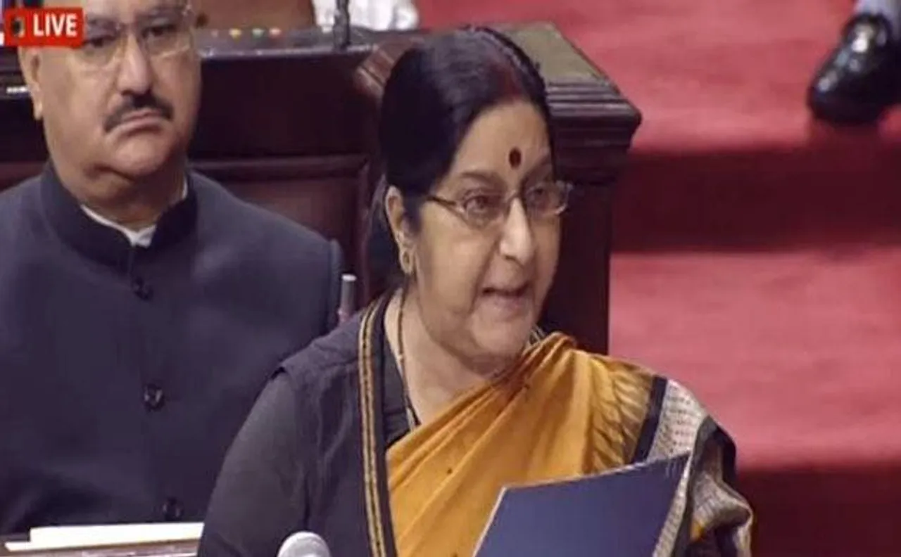 Sushma Swaraj says Jadhav asked about 'Baba' as Pakistan made his mother, wife look like 'widows'
