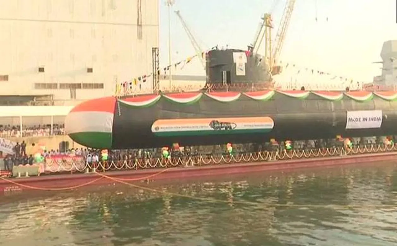 Indian Navy launches ultramodern Scorpene class submarine Karanj