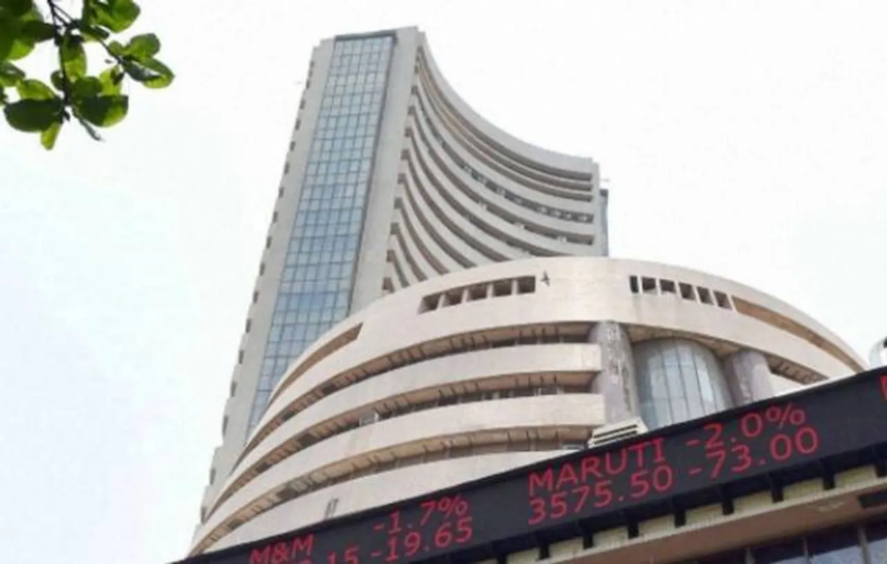 Sensex ends marginally lower on late sell-off