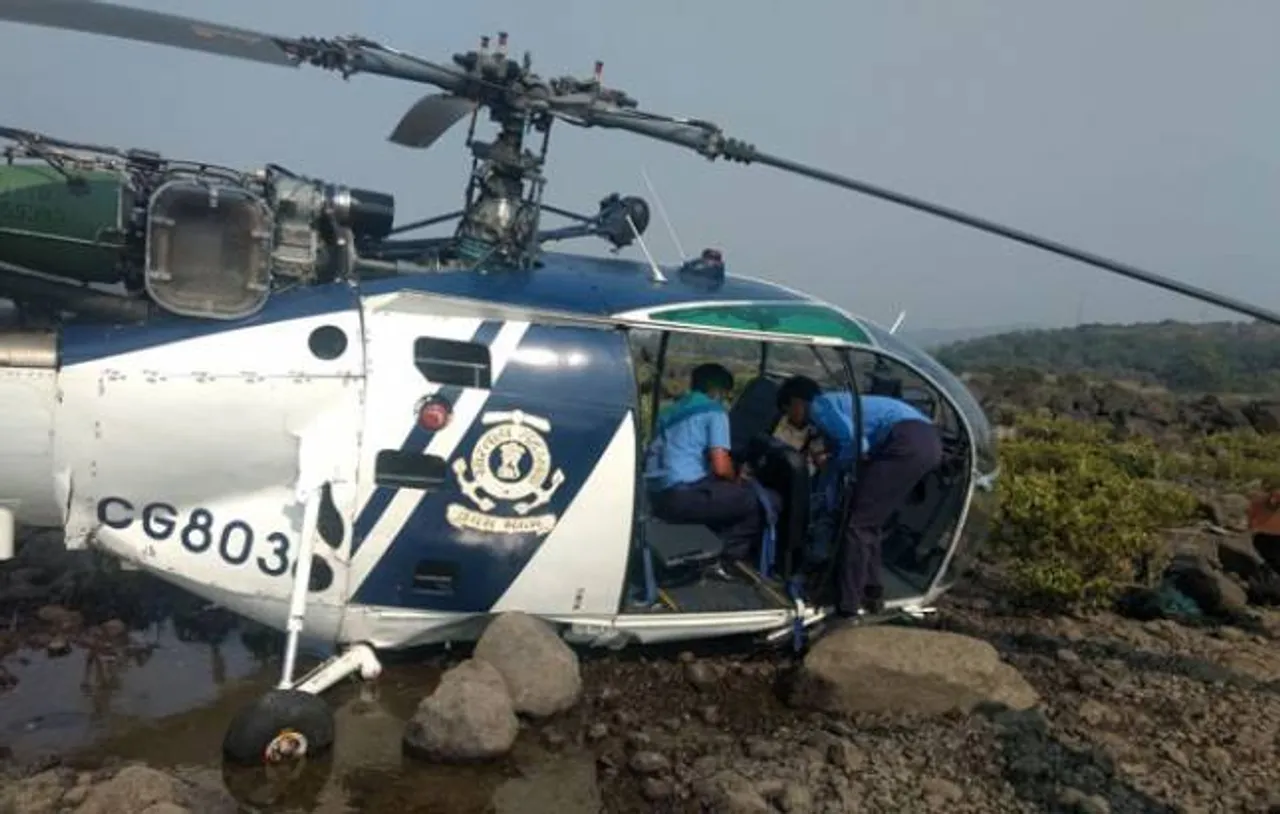 Indian Coast Guard helicopter crashes in Maharashtra's Raigad, pilot injured
