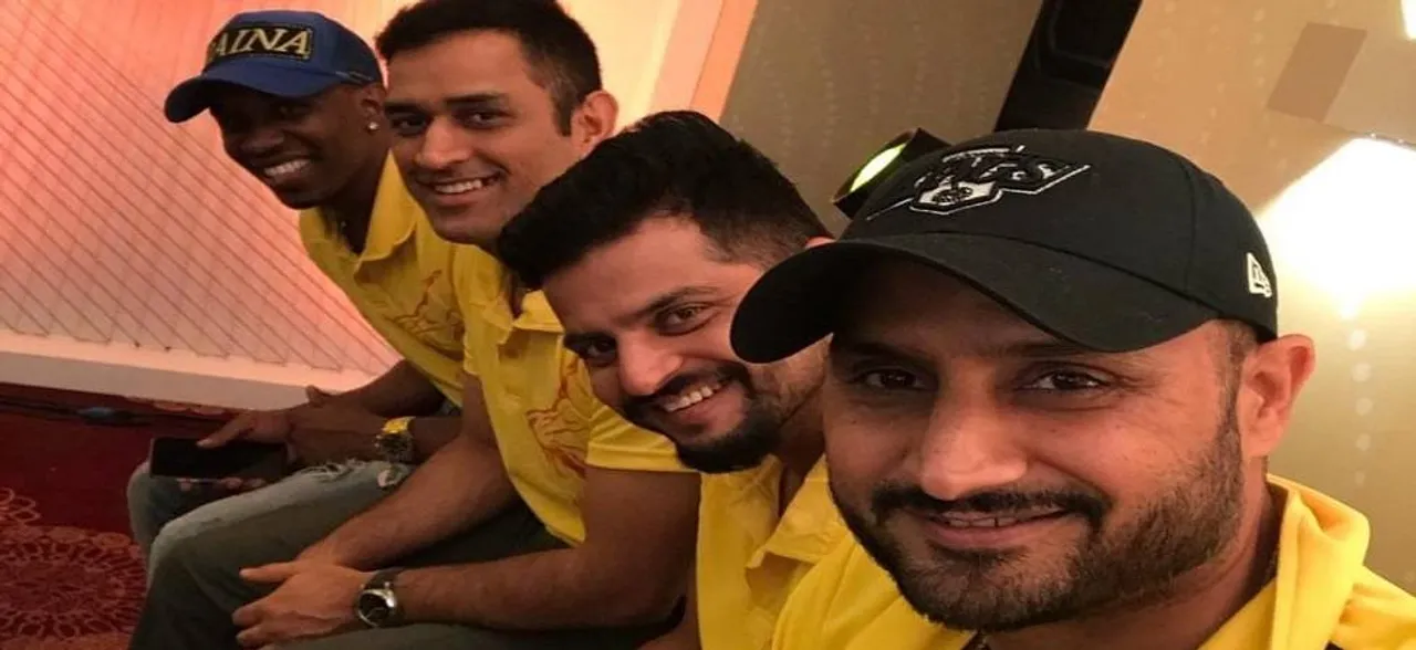 MS Dhoni, Harbhajan Singh, Suresh Raina celebrate CSKâ€™s IPL triumph