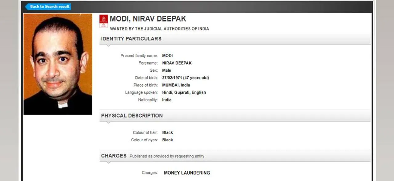 Interpolâ€™s Red Corner Notice against Nirav Modi in PNB fraud case
