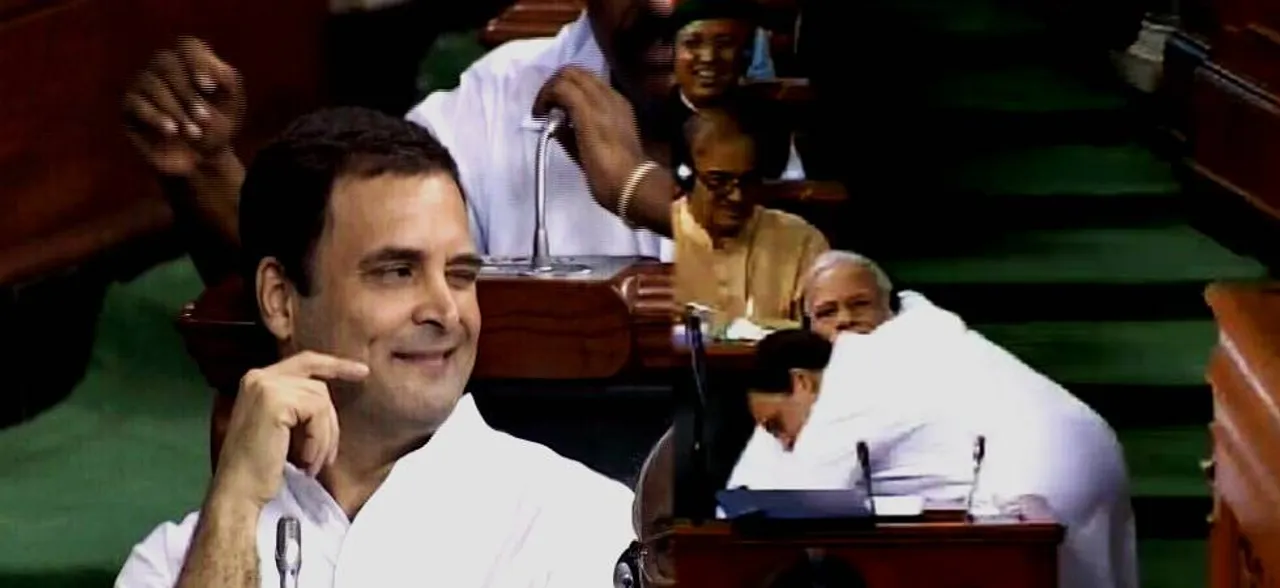 After the attack, Rahul winks and hugs Modi amid cheers and applause in House