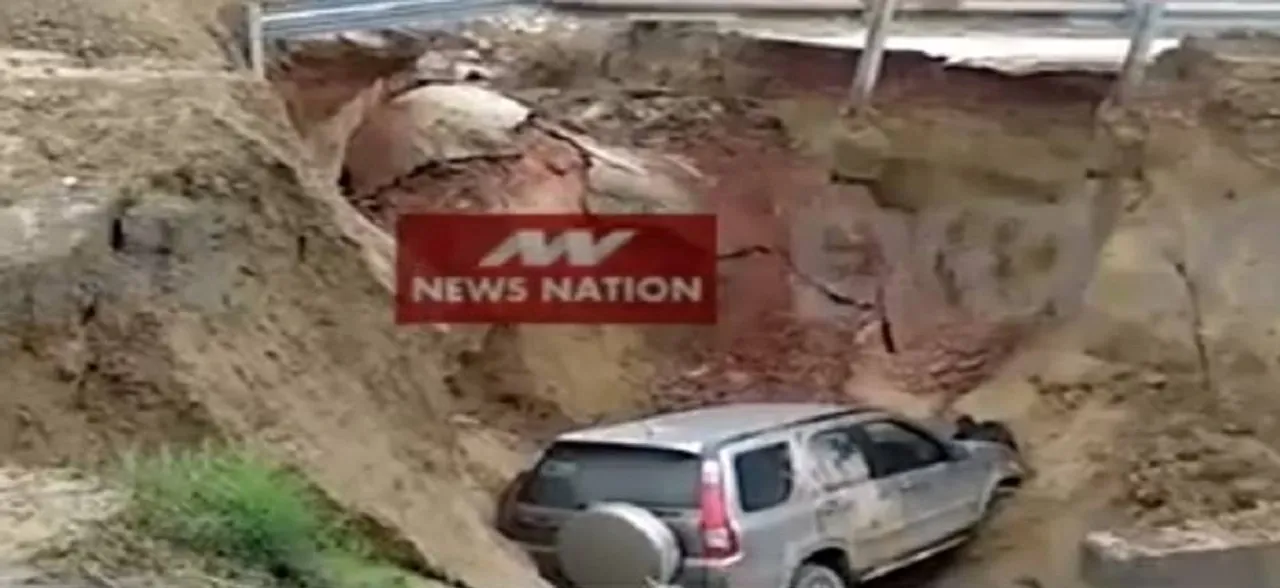 Agra-Lucknow Expressway: SUV plunges as road caves in 