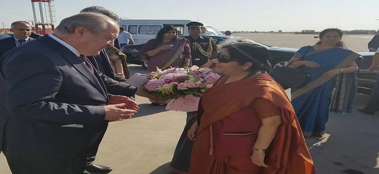 Sushma Swaraj leaves for home after Central Asian tour