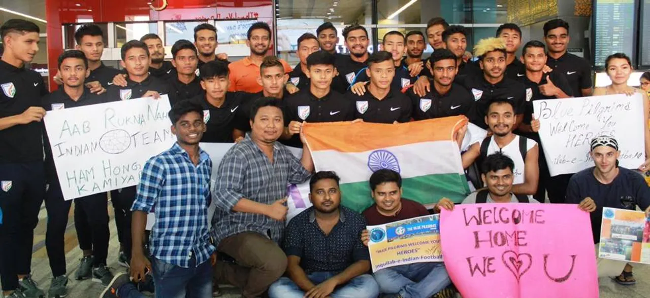 India Under 20 football team returns home, welcomed by emphatic fans