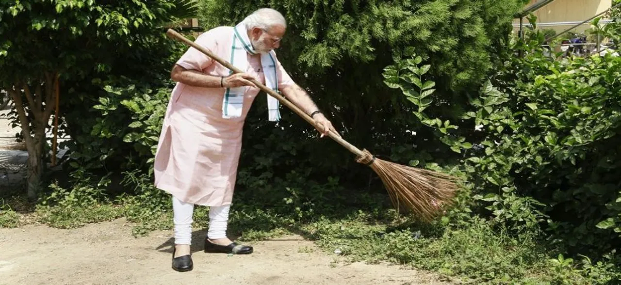 Swachhata Hi Seva: PM Modi sweeps Delhi school premises; interacts with students