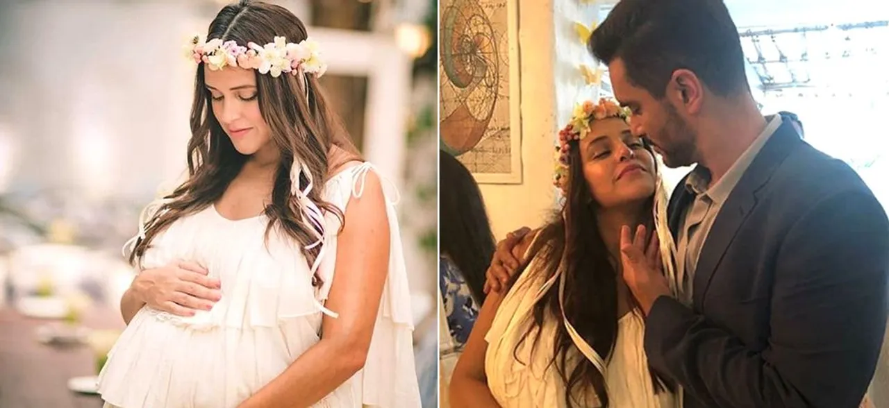 Video of Neha Dhupia's baby shower; Expectant parents, Neha and Angad look so drenched in love