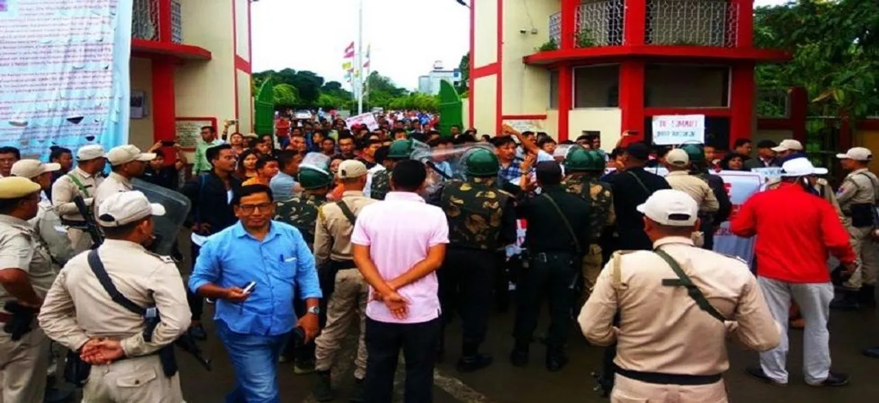 Manipur University students clash with police inside campus