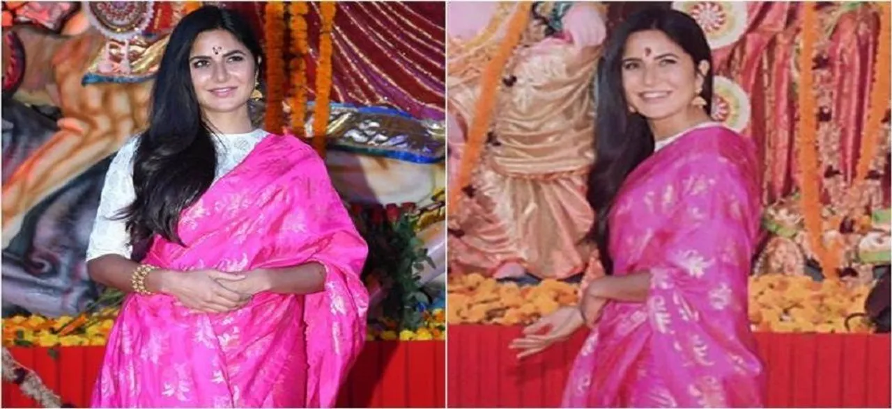 Katrina Kaif lights up the festive season in this pink Masaba Gupta sari