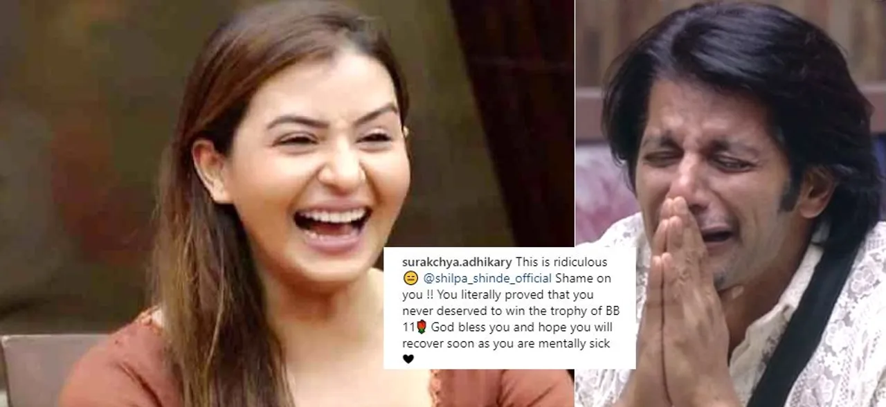 Shilpa Shinde trolled viciously for mocking Karanvir Bohra with a picture of lingerie on his head!
