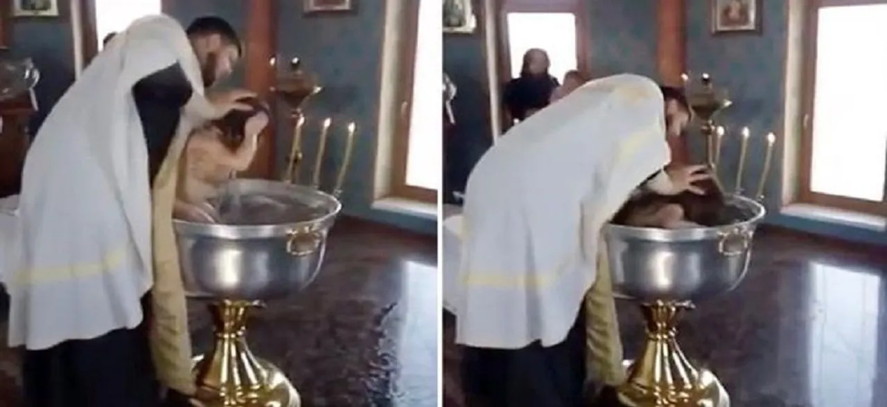 Russian Orthodox Priest forcefully baptises 2-year-old girl, Video goes viral