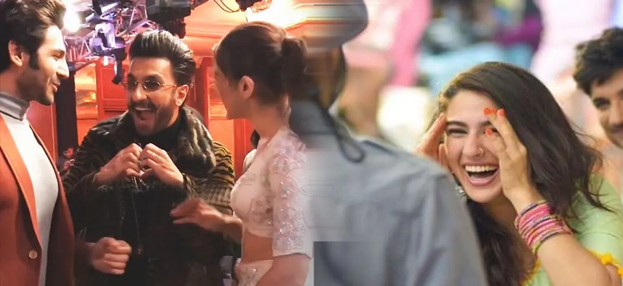 Ranveer Singh acts as a perfect wing-man for Kartik Aryan and Sara Ali Khan, Watch Video