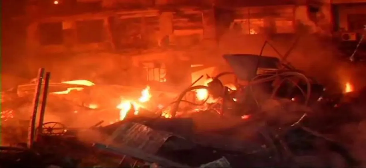 Massive fire breaks out in four-storey building in Delhi's Kirti Nagar area, no casualty reported