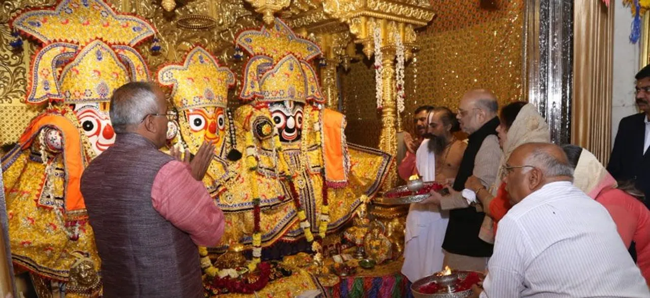 Amit Shah visits Jagannath temple on auspicious occasion of Makar Sankranti, upcoming stadium site