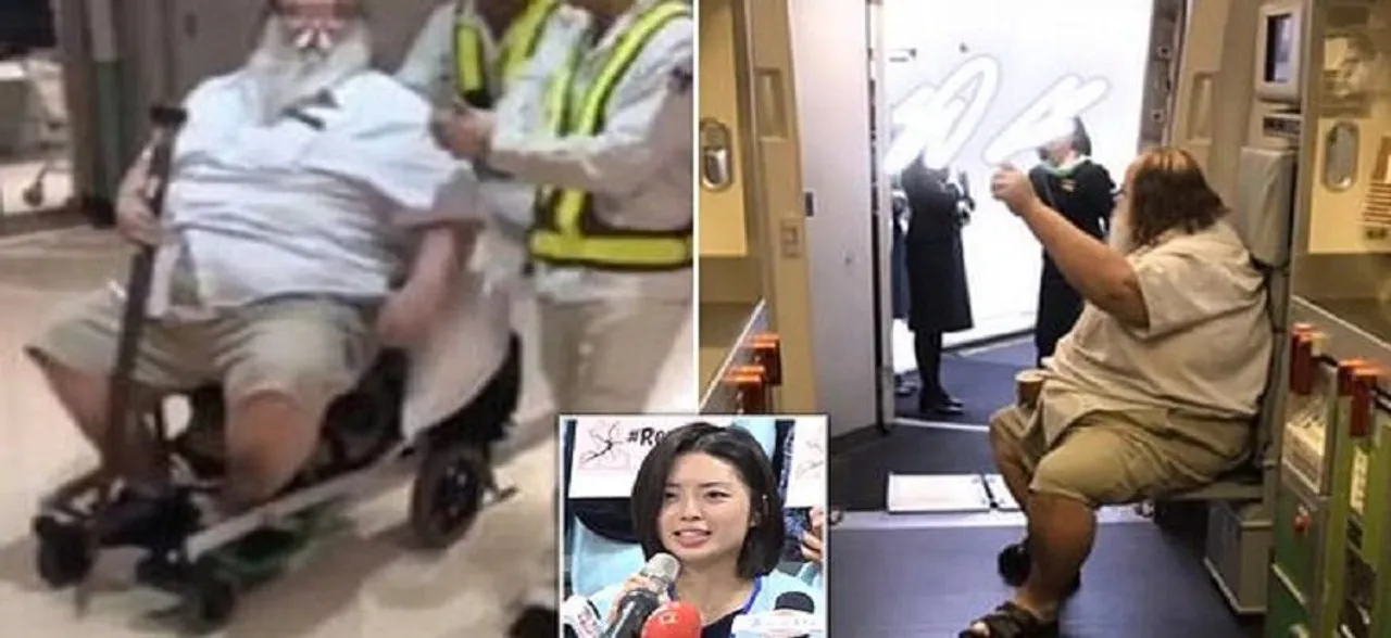 Flight attendant forced to wipe overweight passengerâ€™s bottom during flight from Los Angeles to Taiwan
